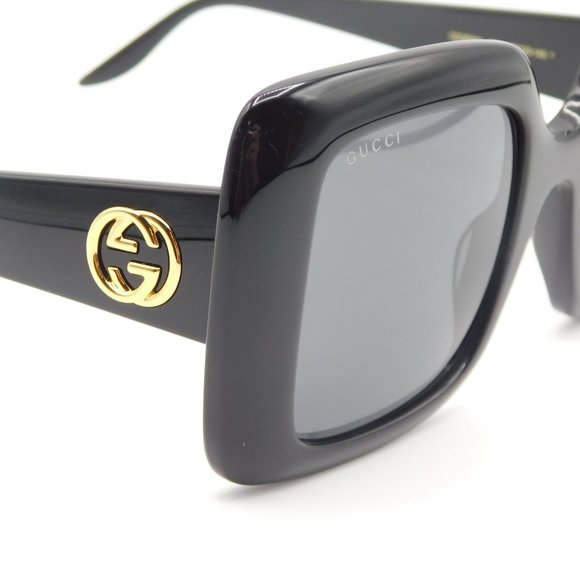 NEW GUCCI GG0896S 001 BLACK GREY SQUARE LOGO WOMEN'S SUNGLASSES FRAME 52… - Picture 6 of 13